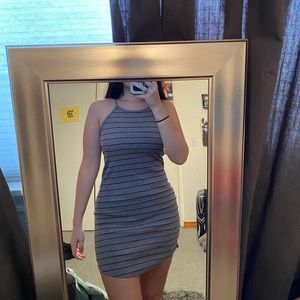 SOFT grey and black striped body con dress